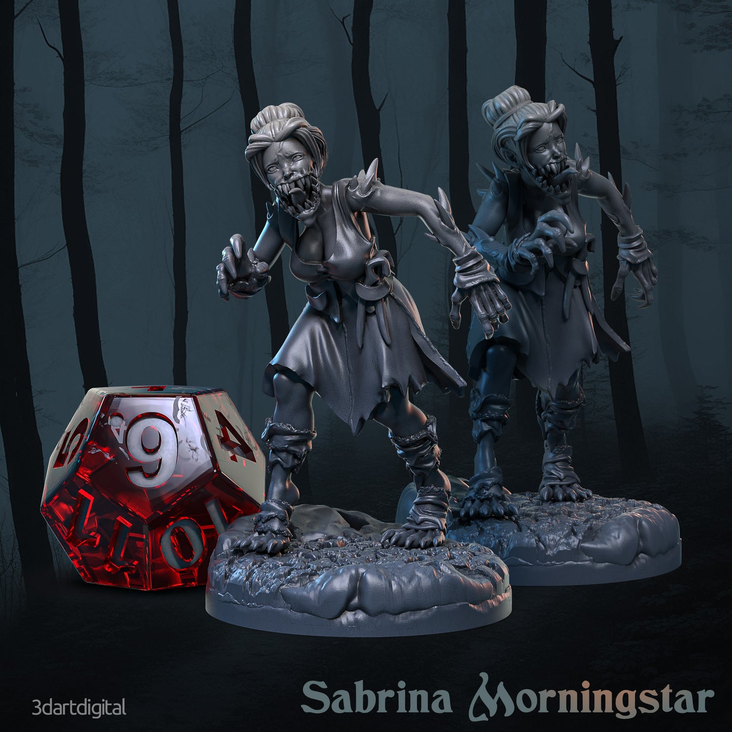 Sabrina Morningstar - Undead Witch - Mordheim - by 3DartDigital- Tabletop RPG Miniature - Roleplaying 3D Printed Fantasy Mini