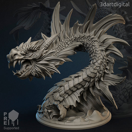 Sanguine - Sea Dragon - by 3dartDigital - Tabletop RPG Miniature - Roleplaying 3D Printed Fantasy Mini