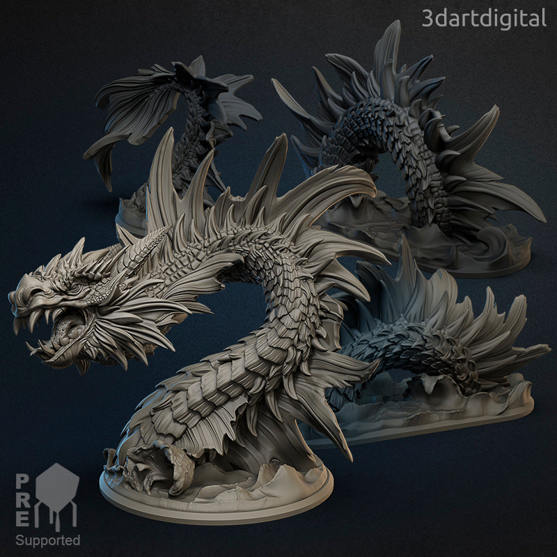 Sanguine - Sea Dragon - by 3dartDigital - Tabletop RPG Miniature - Roleplaying 3D Printed Fantasy Mini