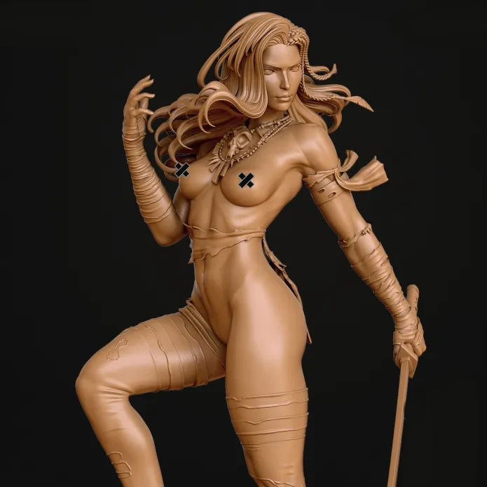 Savage Land Psylocke NSFW Sculpture (75mm to 500mm) - Unassembled/Unpainted/3D Print