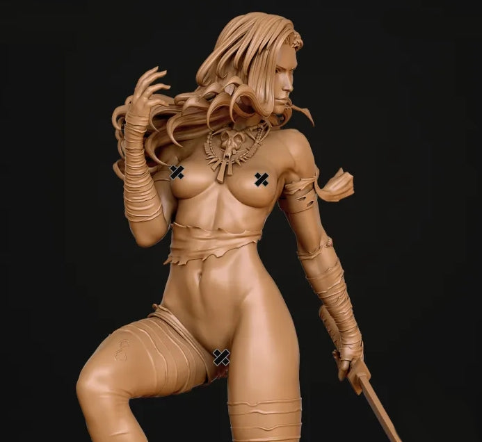 Savage Land Psylocke NSFW Sculpture (75mm to 500mm) - Unassembled/Unpainted/3D Print