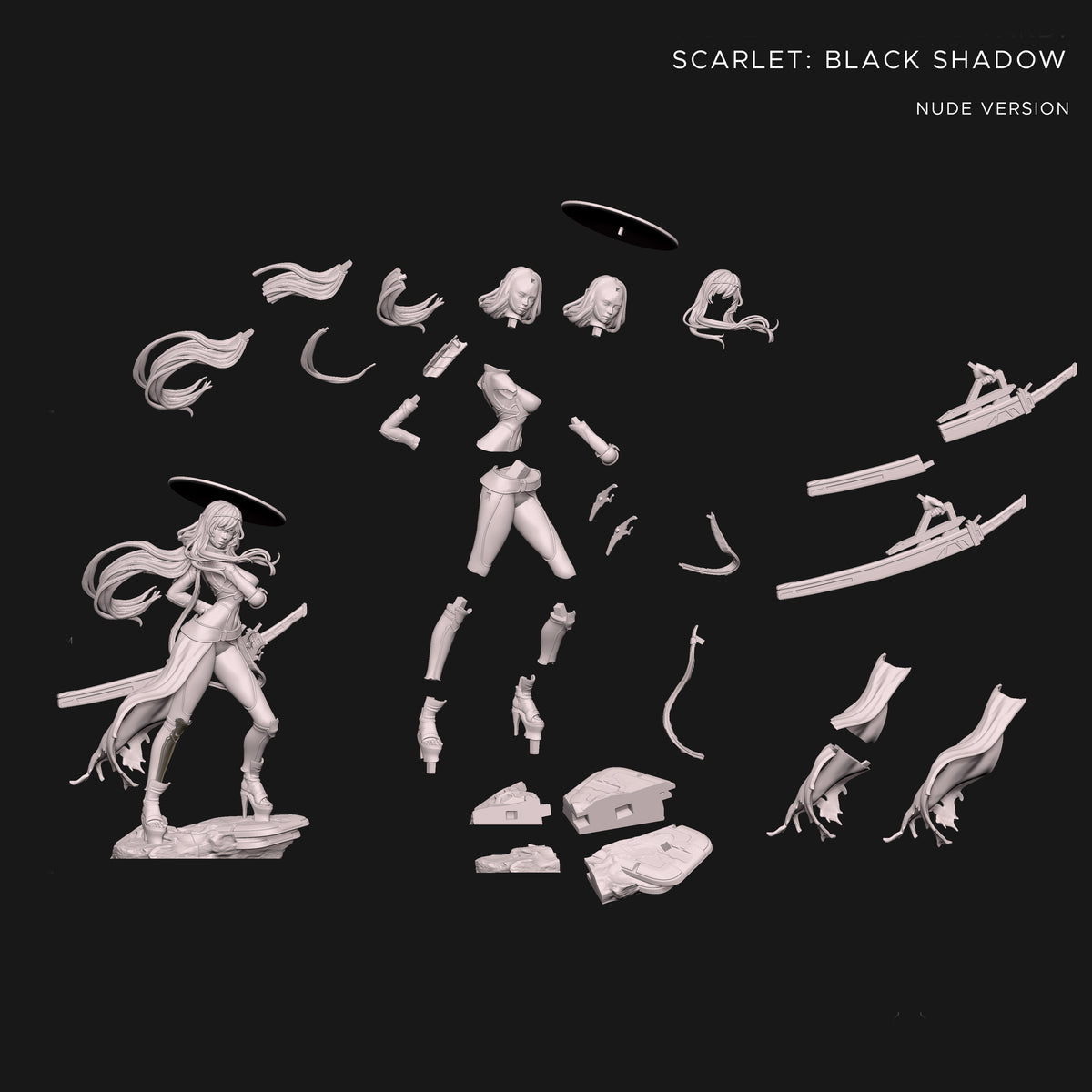 Scarlet: Black Shadow Sculpture(75mm to 500mm) - Unassembled/Unpainted/3D Print