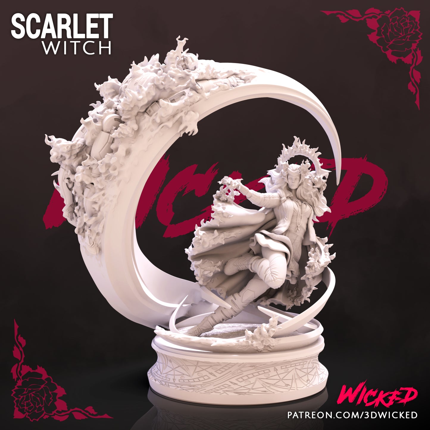 Scarlet Witch - Marvel Universe - The Avengers - MCP - by Wicked 3D- Tabletop RPG Miniature - Roleplaying 3D Printed Fantasy Mini