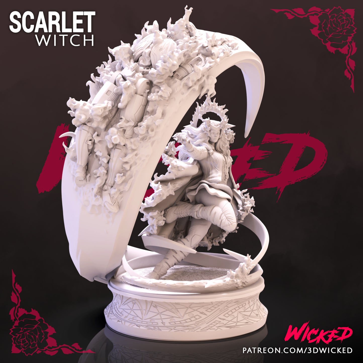 Scarlet Witch - Marvel Universe - The Avengers - MCP - by Wicked 3D- Tabletop RPG Miniature - Roleplaying 3D Printed Fantasy Mini