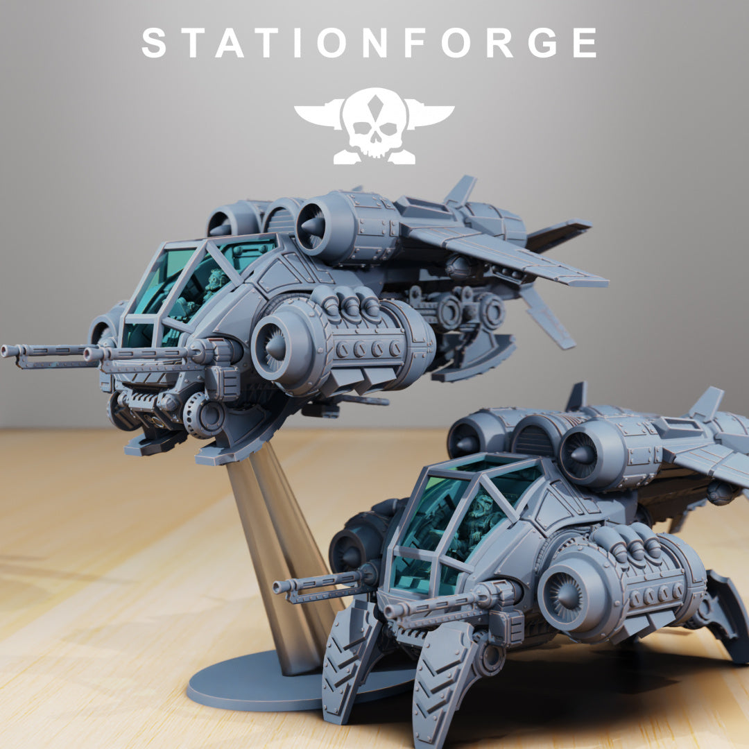 Scavenger Gunship - Compatible with Warhammer 40K - by Station Forge - Tabletop RPG Miniature - Roleplaying 3D Printed Fantasy Mini