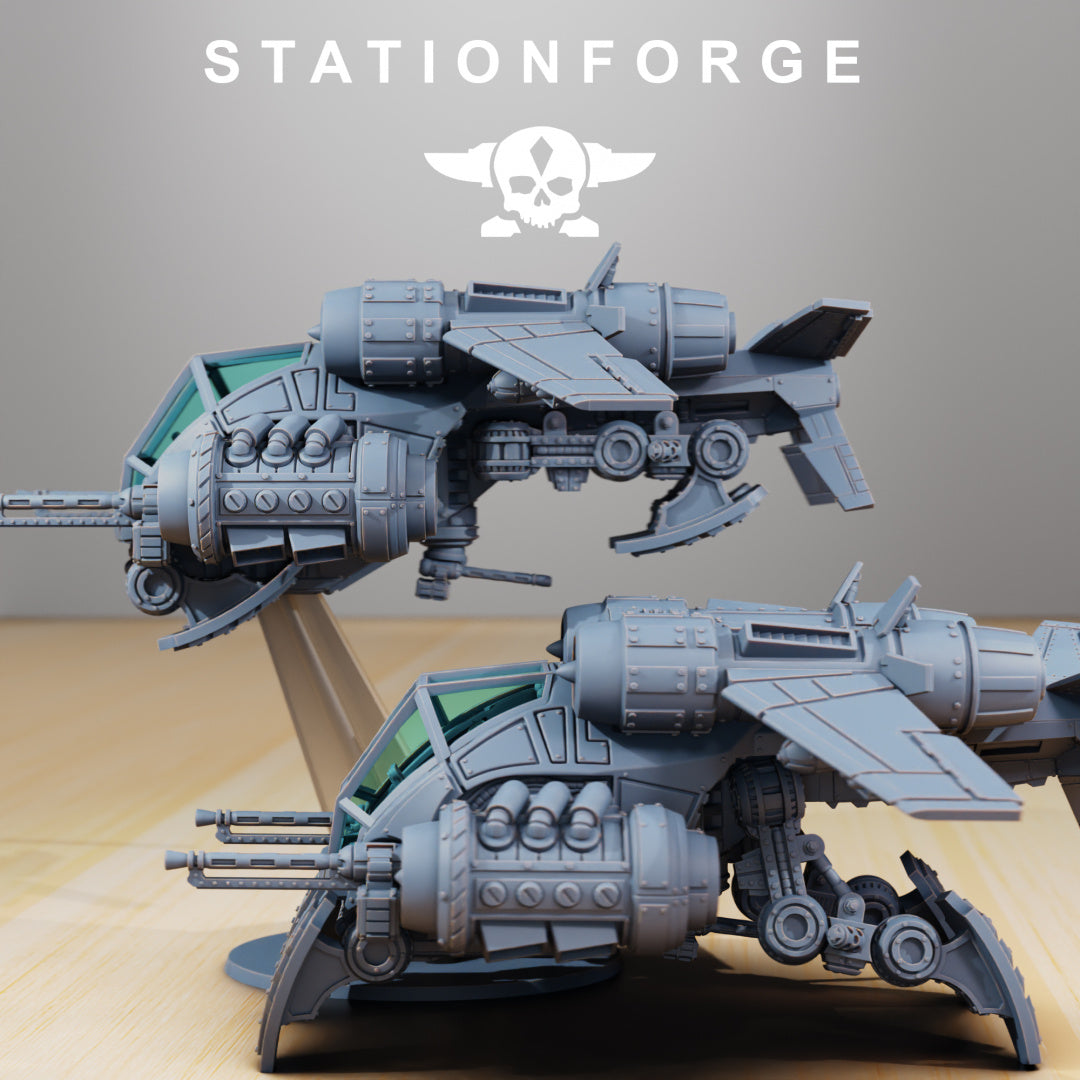 Scavenger Gunship - Compatible with Warhammer 40K - by Station Forge - Tabletop RPG Miniature - Roleplaying 3D Printed Fantasy Mini