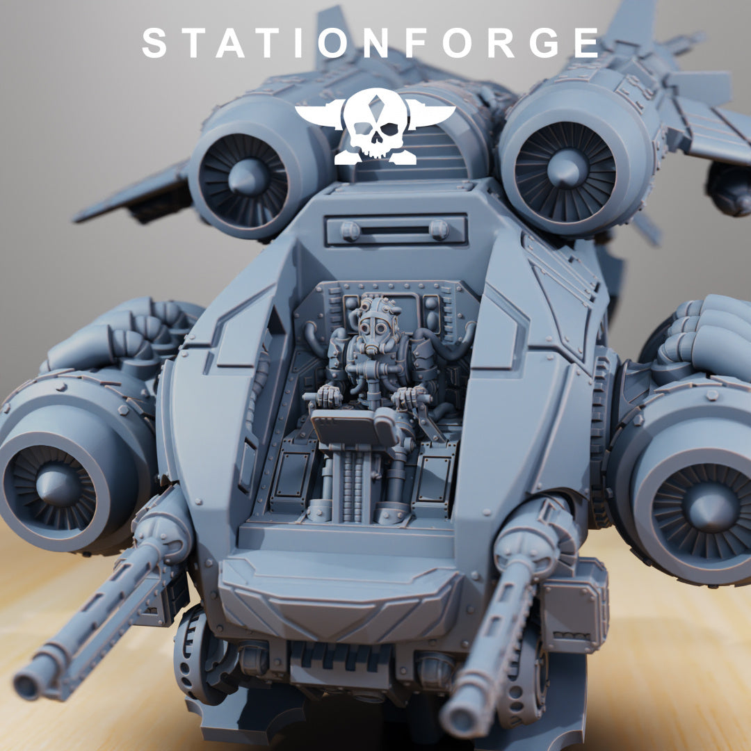 Scavenger Gunship - Compatible with Warhammer 40K - by Station Forge - Tabletop RPG Miniature - Roleplaying 3D Printed Fantasy Mini