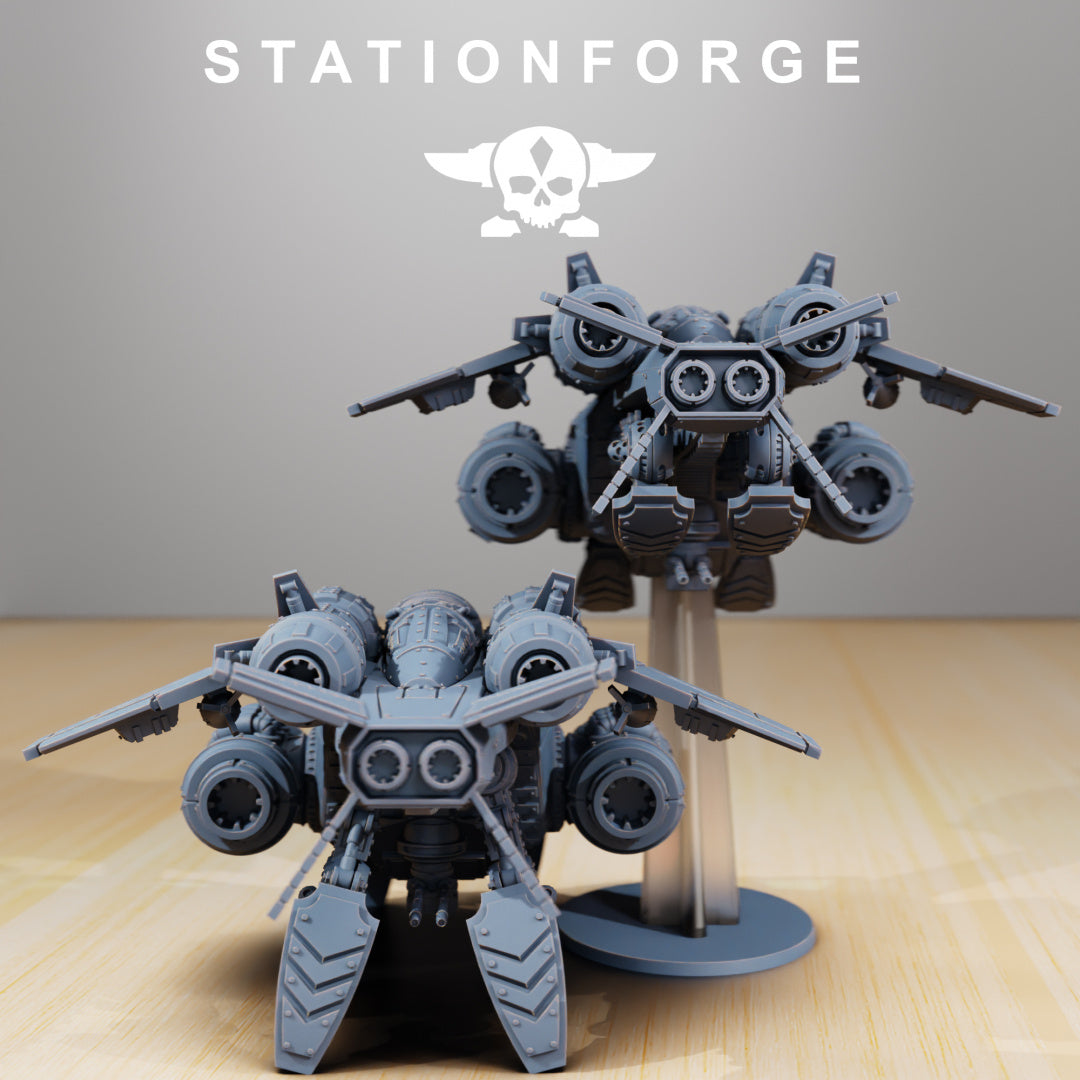 Scavenger Gunship - Compatible with Warhammer 40K - by Station Forge - Tabletop RPG Miniature - Roleplaying 3D Printed Fantasy Mini