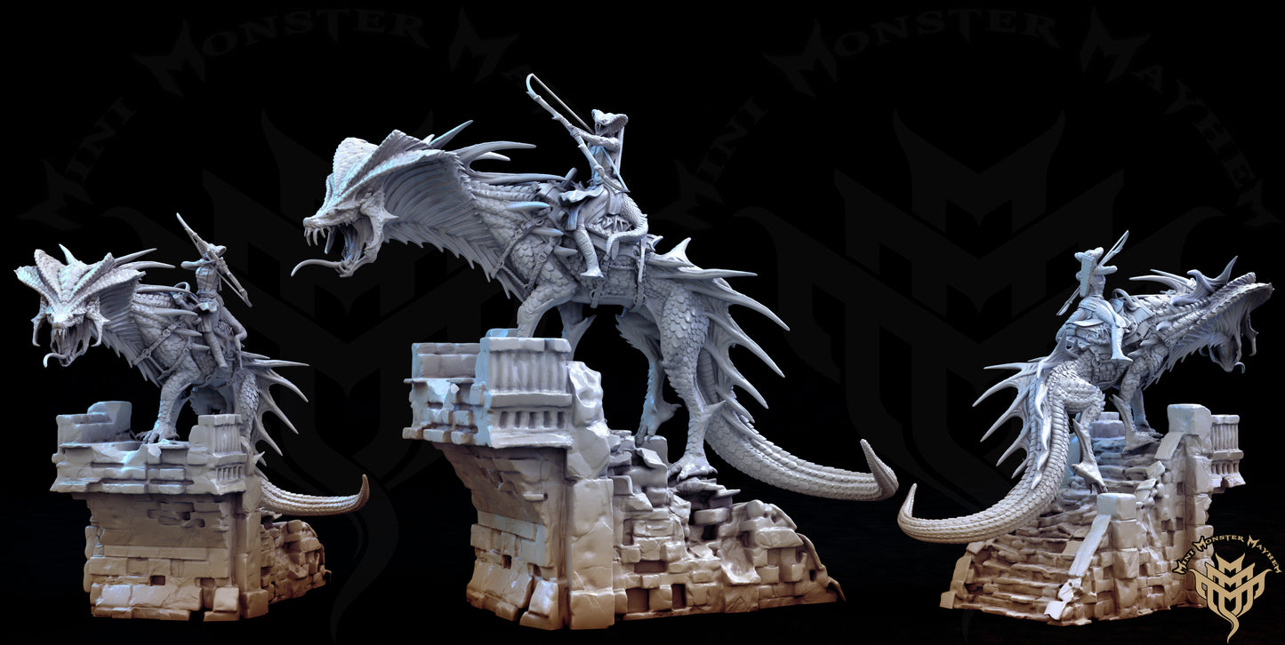 Serpent Hound With Archer - Snake-Folk - by Mini Monster Mayhem- Tabletop RPG Miniature - Roleplaying 3D Printed Fantasy Mini