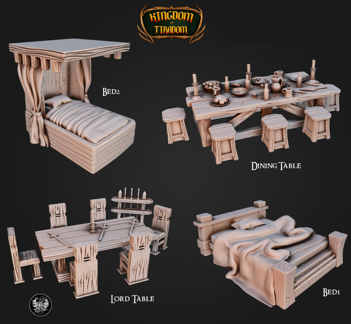 Bedroom Set - Scatter Terrain - Accessories - by Master Forge - Tabletop RPG Miniature - Roleplaying 3D Printed Fantasy Mini