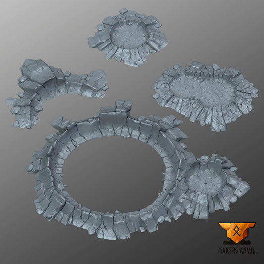 Set of Craters - Scatter Terrain - by Markers Anvil - Tabletop RPG Miniature - Roleplaying 3D Printed Fantasy Mini