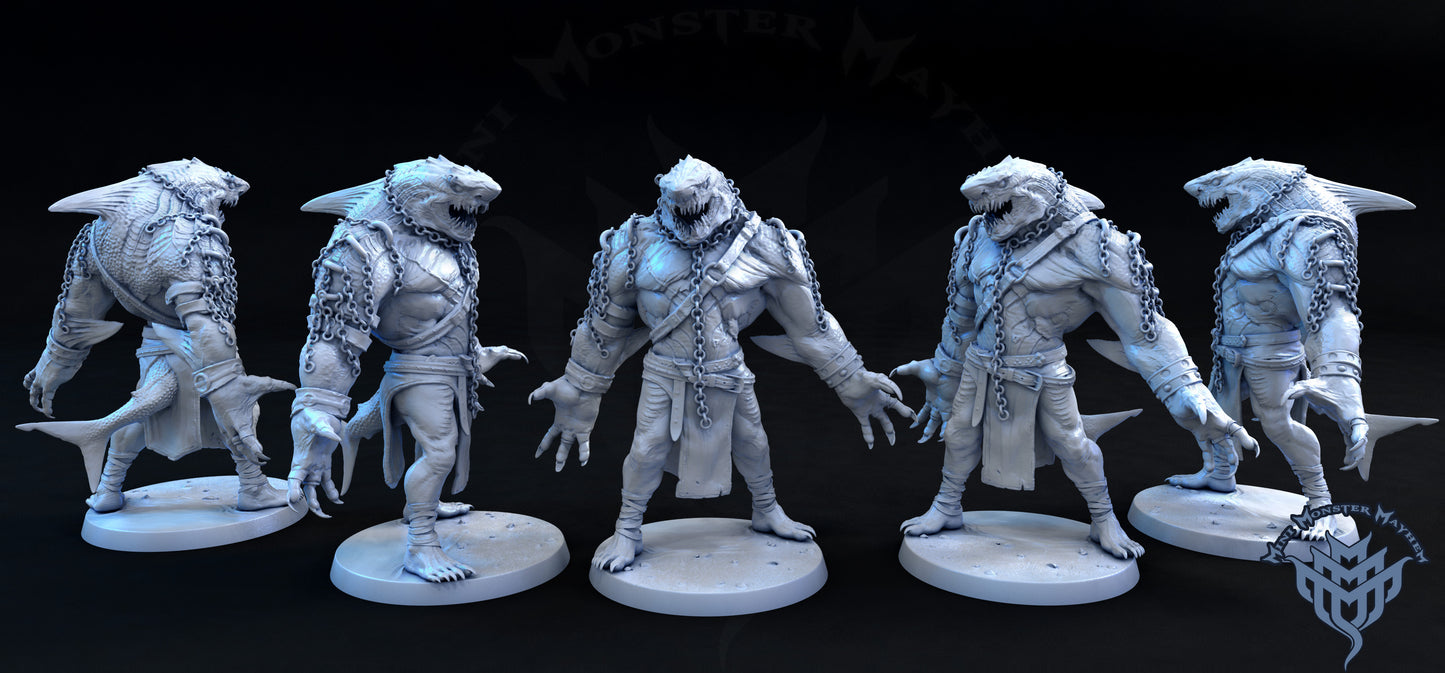 Shark Kin Warrior - Dragon Turtle- by Mini Monster Mayhem- Tabletop RPG Miniature - Roleplaying 3D Printed Fantasy Mini