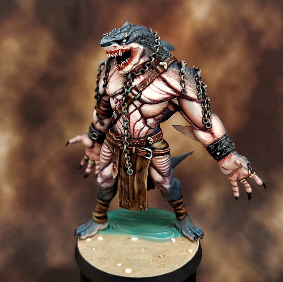 Shark Kin Warrior - Dragon Turtle- by Mini Monster Mayhem- Tabletop RPG Miniature - Roleplaying 3D Printed Fantasy Mini