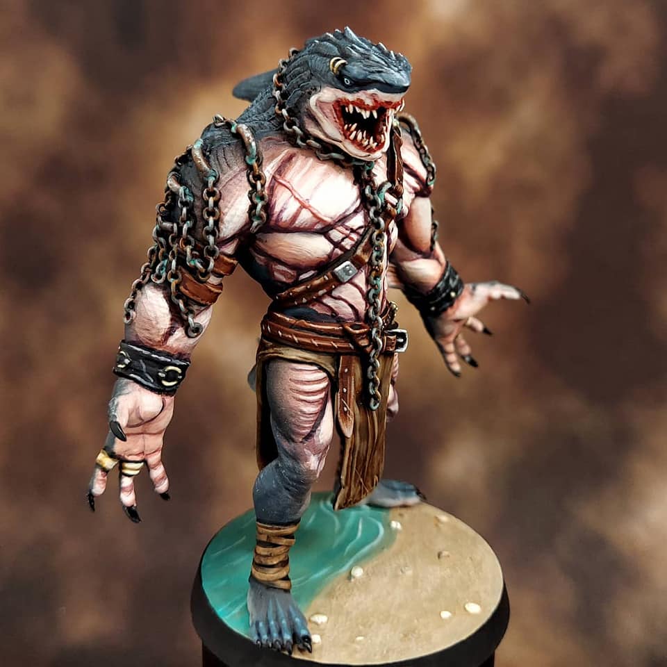 Shark Kin Warrior - Dragon Turtle- by Mini Monster Mayhem- Tabletop RPG Miniature - Roleplaying 3D Printed Fantasy Mini