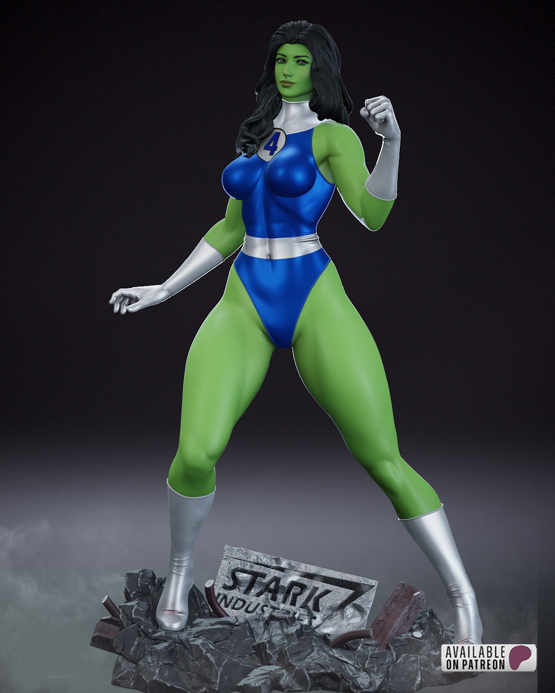 She-Hulk Sculpture (75mm to 500mm) - Unassembled/Unpainted/3D Print