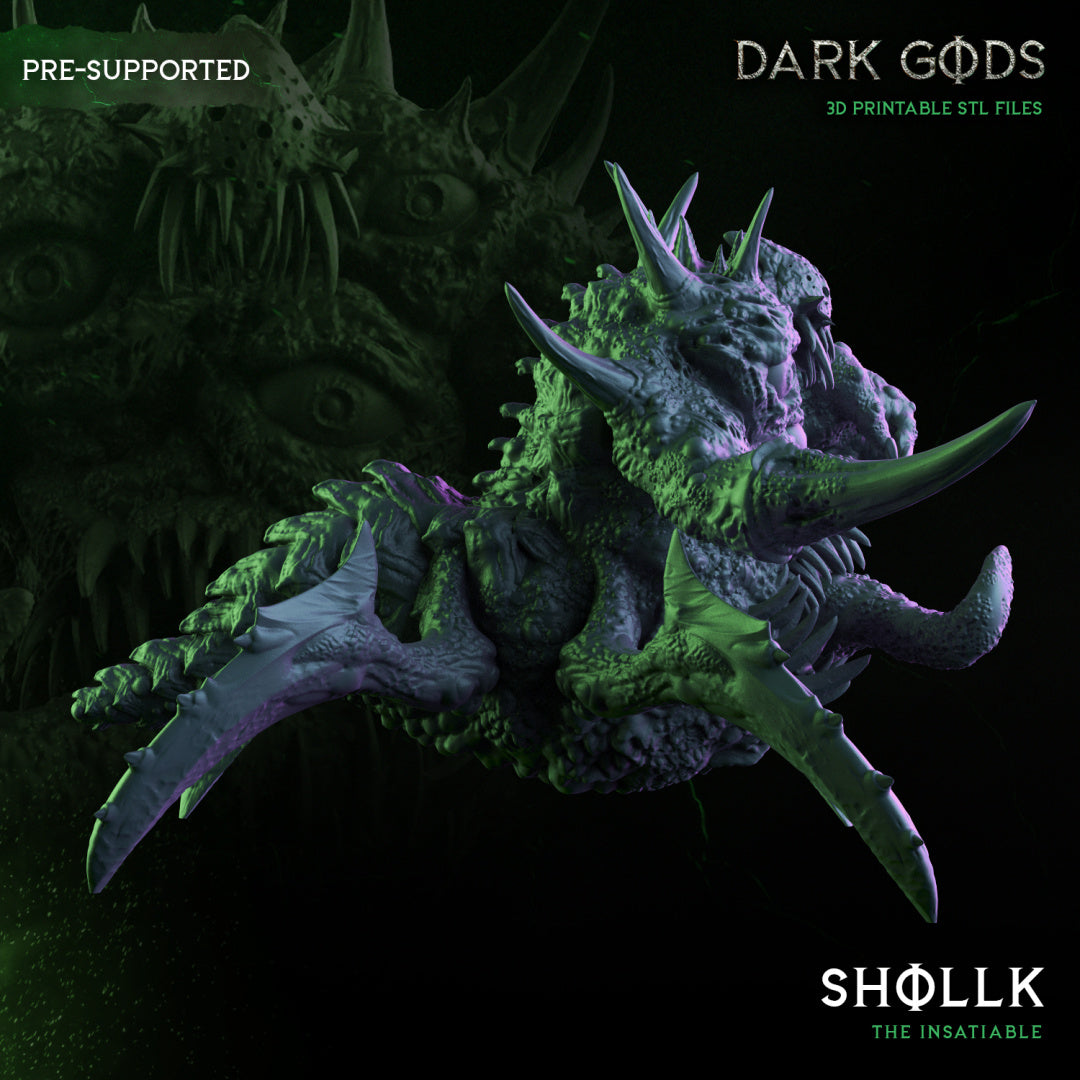 Shollk - Demon - by Dark Gods- Tabletop RPG Miniature - Roleplaying 3D Printed Fantasy Mini