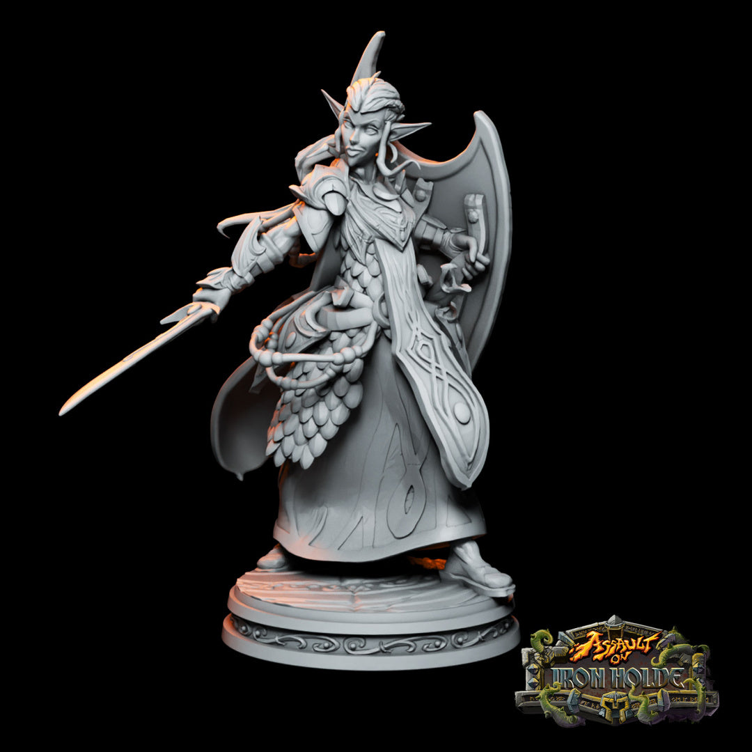 Moon Elf Cleric - Siln Tanadu - by Hack & Slash - Tabletop RPG Miniature - Roleplaying 3D Printed Fantasy Mini