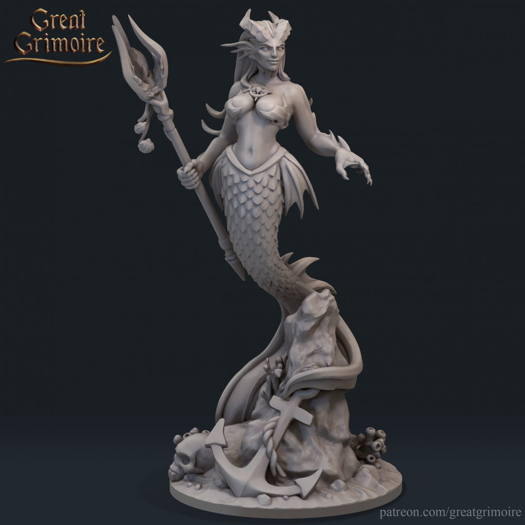 Siren/Mermaid- by Great Grimiore- Tabletop RPG Miniature - Roleplaying 3D Printed Fantasy Mini