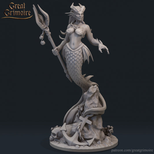 Siren/Mermaid- by Great Grimiore- Tabletop RPG Miniature - Roleplaying 3D Printed Fantasy Mini