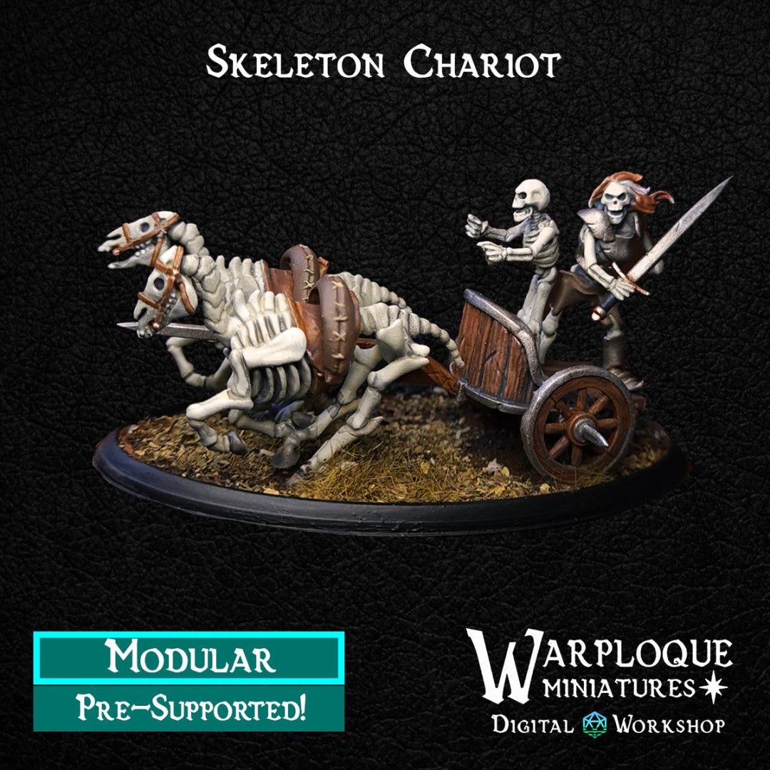 Skeleton Chariot - Dungeons and Dragons - by Warp Minis- Tabletop RPG Miniature - Roleplaying 3D Printed Fantasy Mini