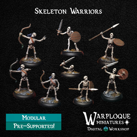 Skeleton Warriors - Dungeons and Dragons - by Warp Minis- Tabletop RPG Miniature - Roleplaying 3D Printed Fantasy Mini