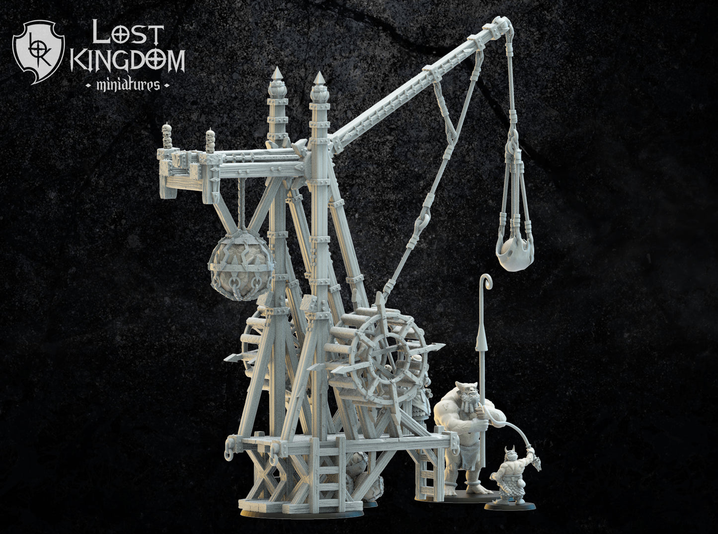 Chaos Dwarves SlingShot - Catapult - Compatible with Warhammer 40K - by Lost Kingdom - Tabletop RPG Miniature - Roleplaying 3D Printed Fantasy Mini