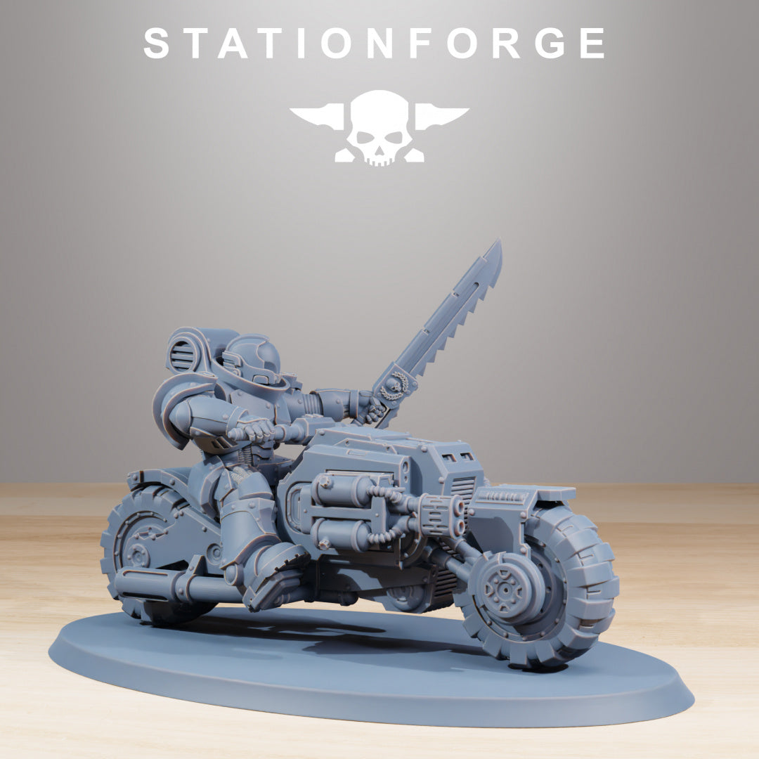 Socratis Bikers - Compatible with Warhammer 40K - Station Forge - Tabletop RPG Miniature - Roleplaying 3D Printed Fantasy Mini