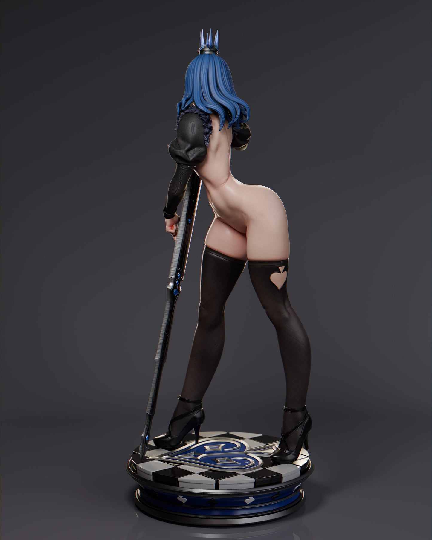 Queen of Spades NSFW Sculpture (75mm to 500mm) - Unassembled/Unpainted/3D Print