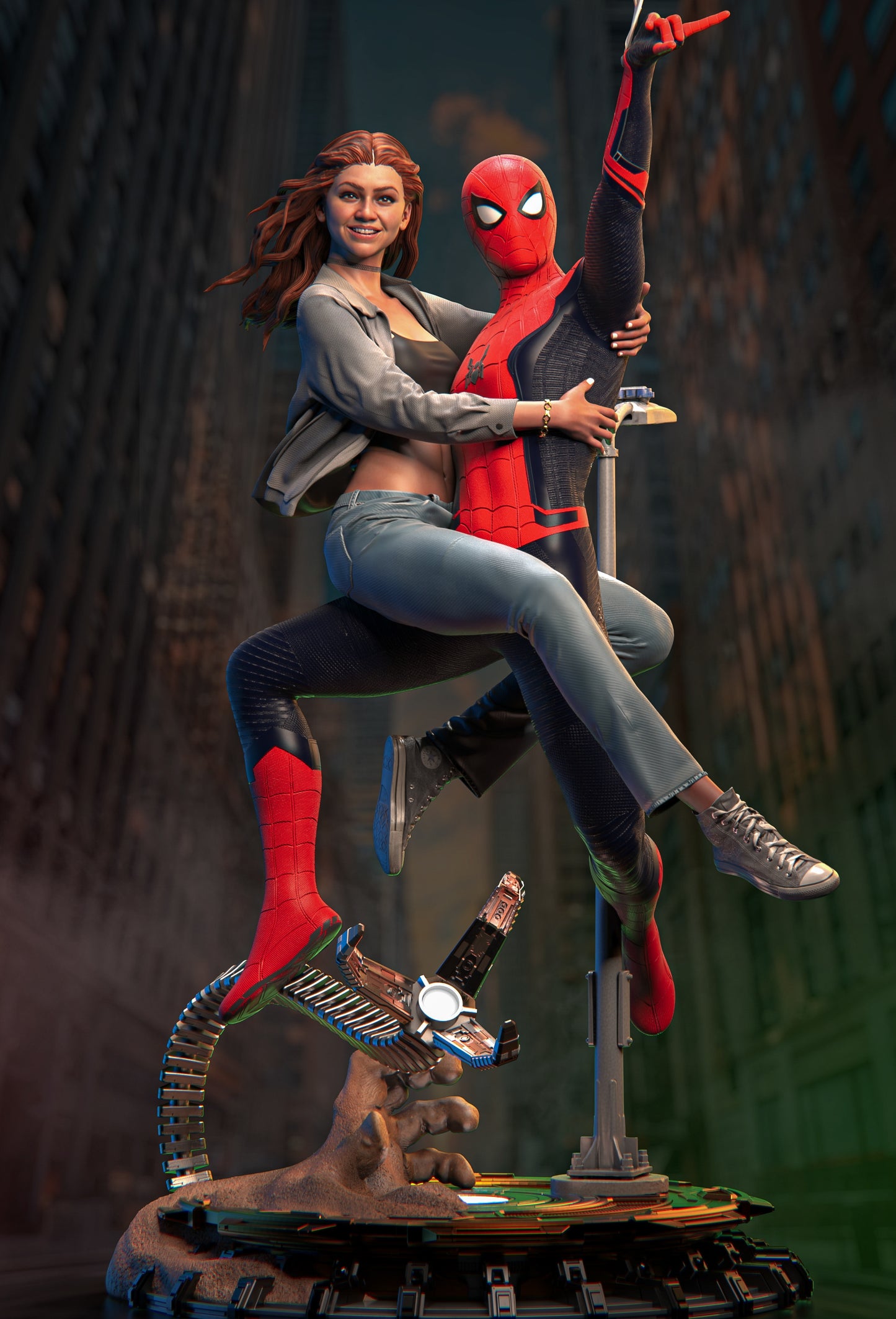 MJ and Spiderman Sculpture (75mm to 500mm) - Unassembled/Unpainted/3D Print