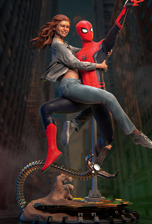 MJ and Spiderman Sculpture (75mm to 500mm) - Unassembled/Unpainted/3D Print