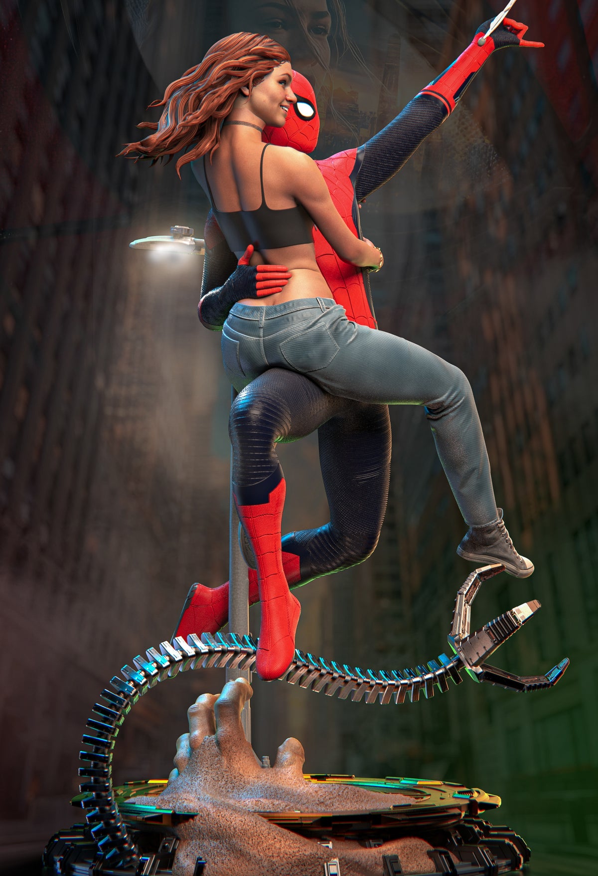 MJ and Spiderman Sculpture (75mm to 500mm) - Unassembled/Unpainted/3D Print