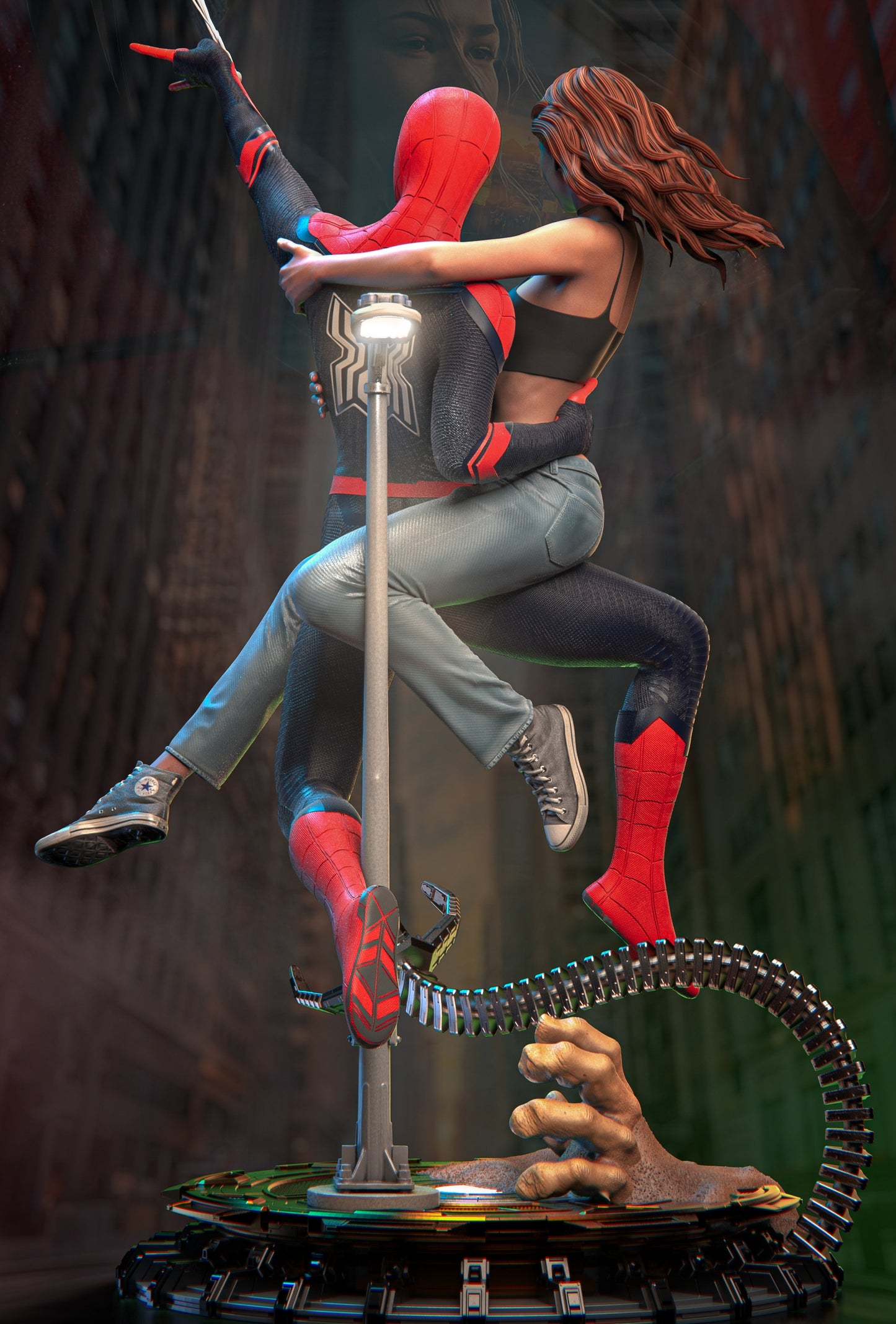 MJ and Spiderman Sculpture (75mm to 500mm) - Unassembled/Unpainted/3D Print