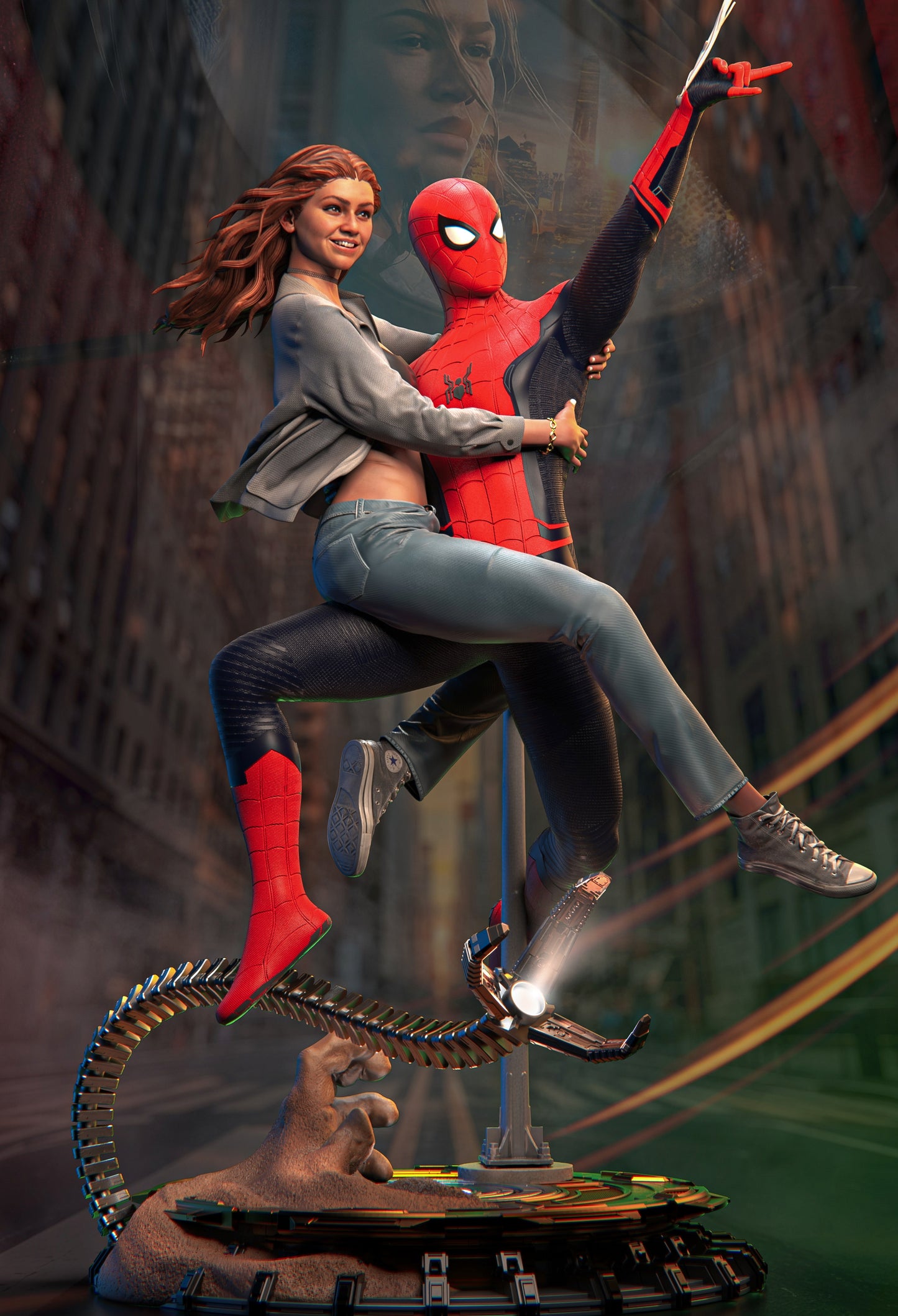 MJ and Spiderman Sculpture (75mm to 500mm) - Unassembled/Unpainted/3D Print
