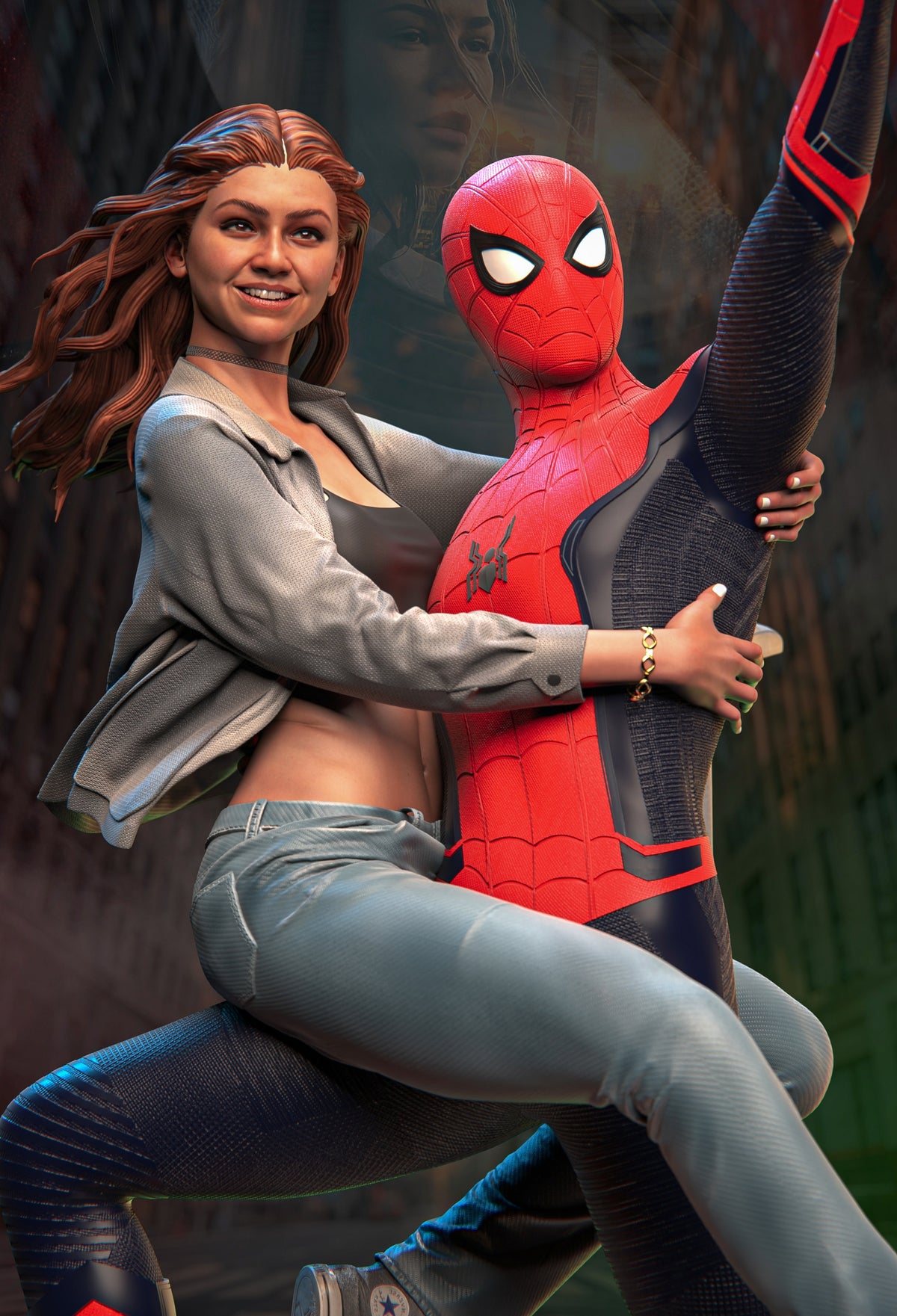 MJ and Spiderman Sculpture (75mm to 500mm) - Unassembled/Unpainted/3D Print