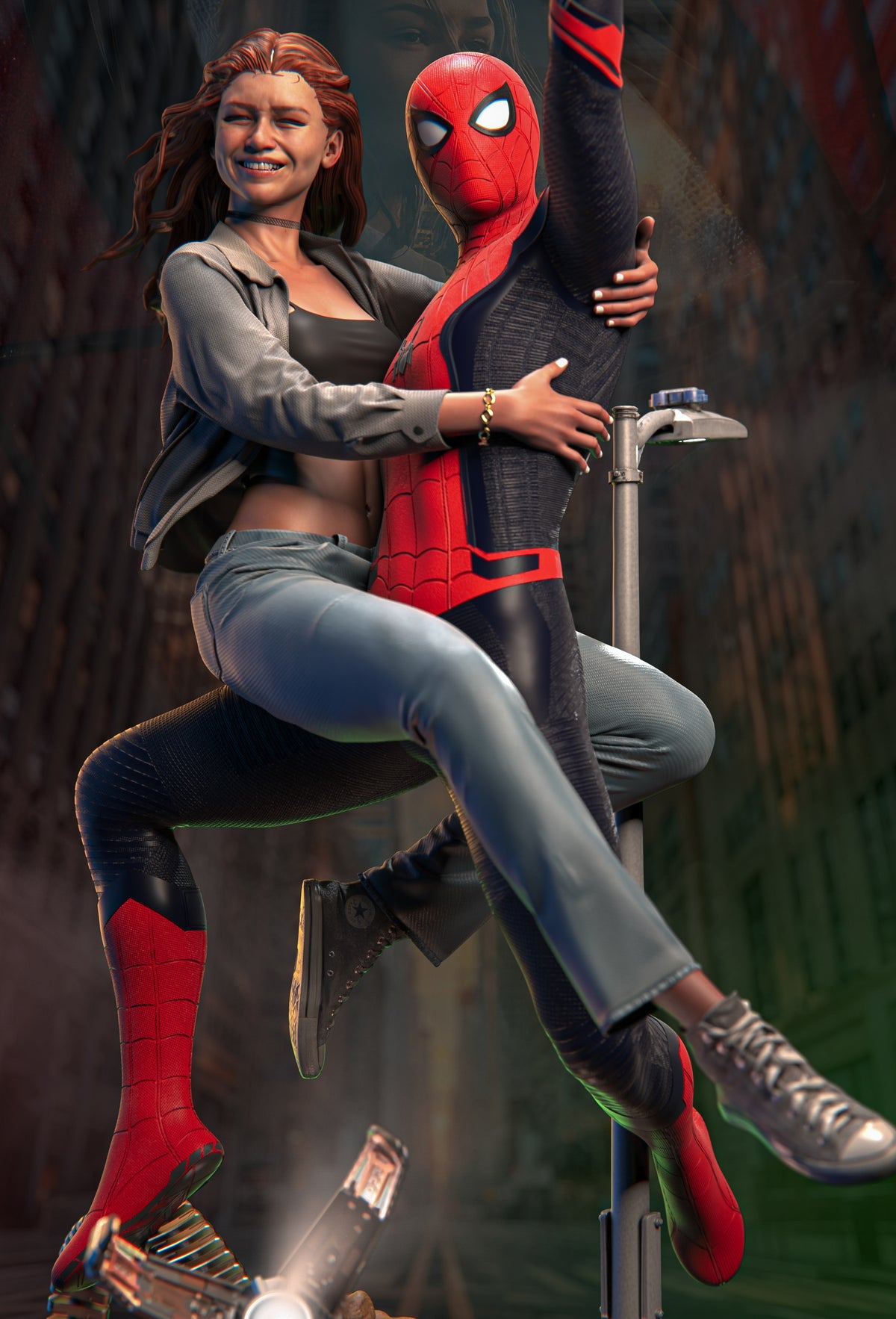 MJ and Spiderman Sculpture (75mm to 500mm) - Unassembled/Unpainted/3D Print