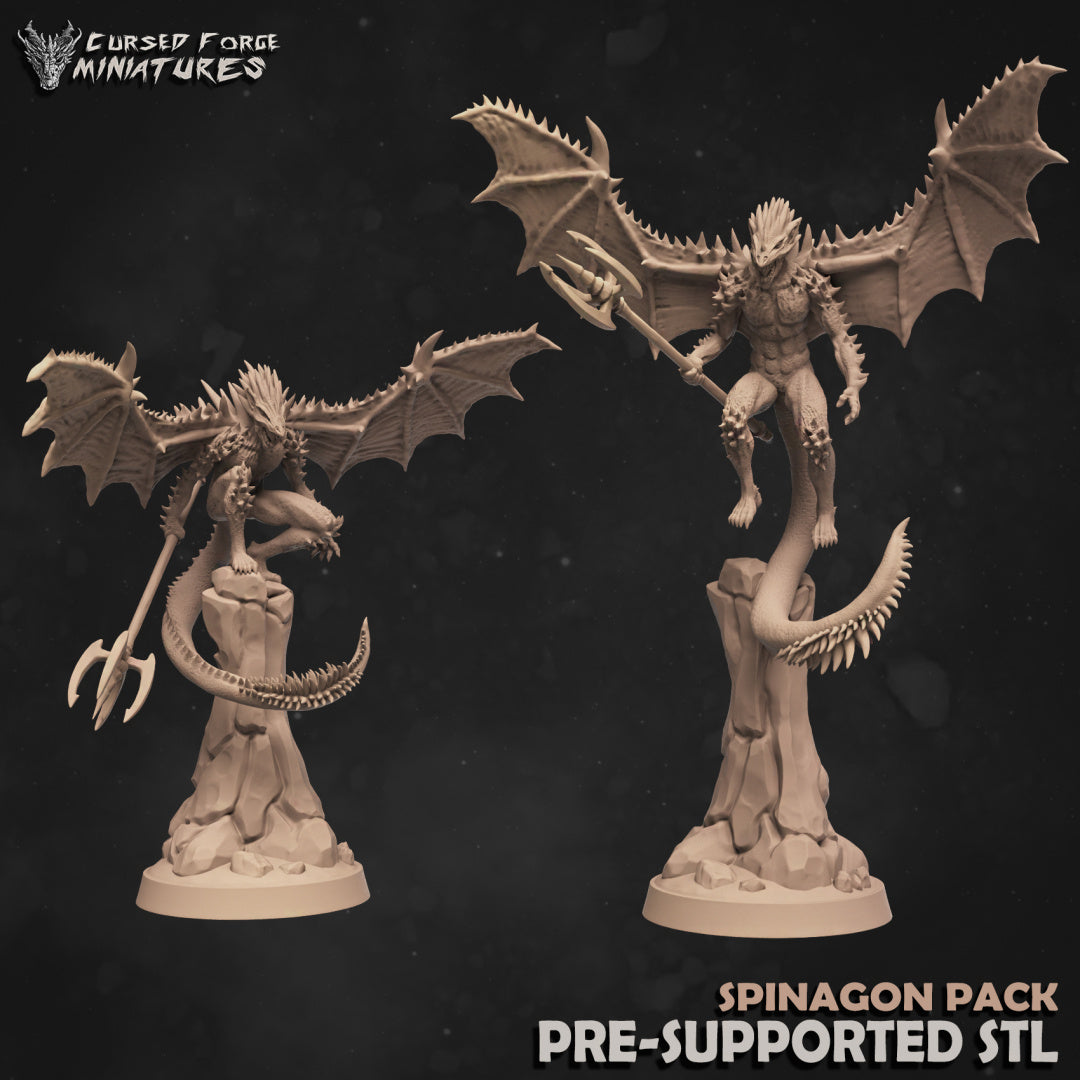 Draconians - Spinagons - Lizard-Men - RPG Miniatures - by Cursed Forge - Tabletop RPG Miniature - Roleplaying 3D Printed Fantasy Mini