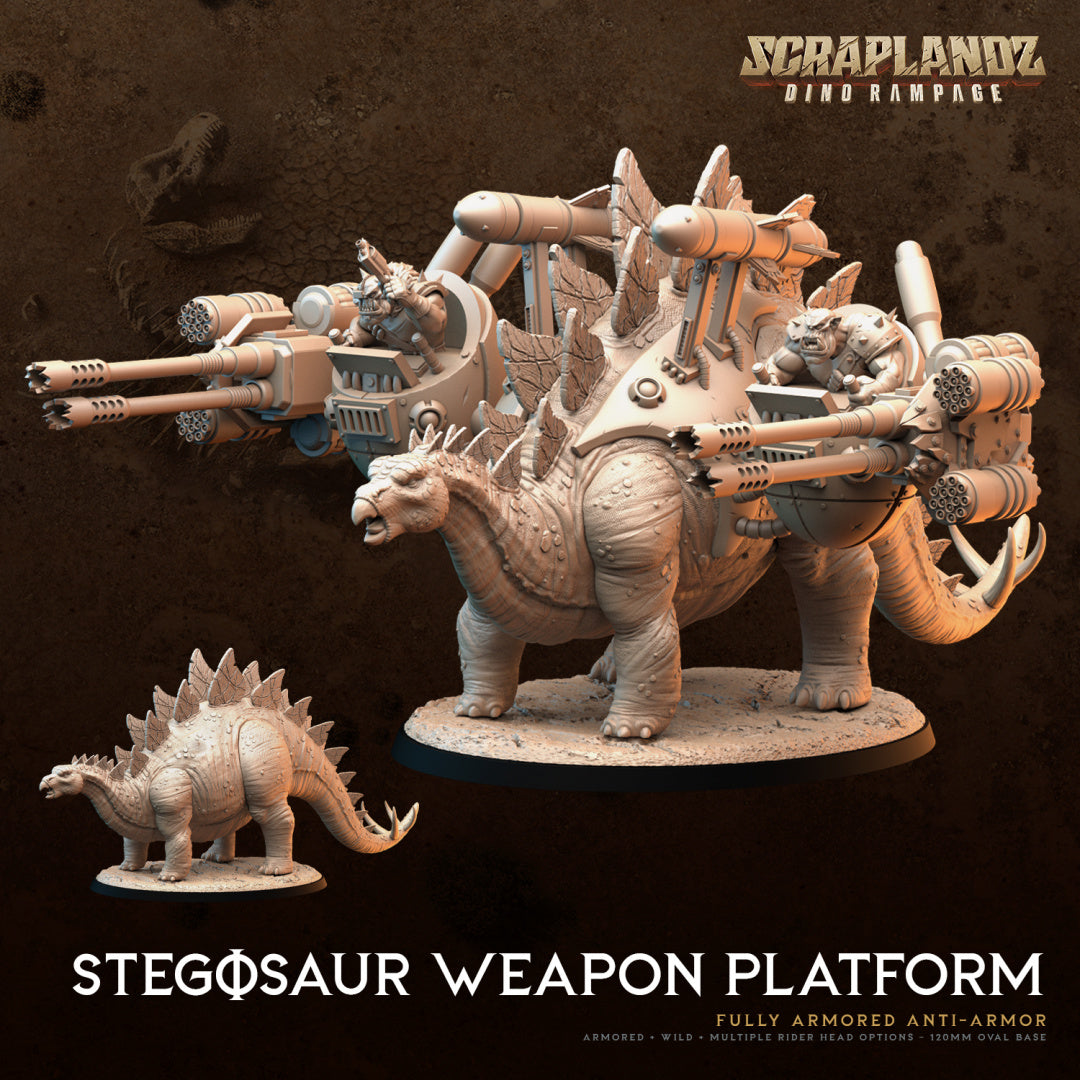 Orkz - Stegosaur Weapon Platform - by Dark Gods- Tabletop RPG Miniature - Roleplaying 3D Printed Fantasy Mini