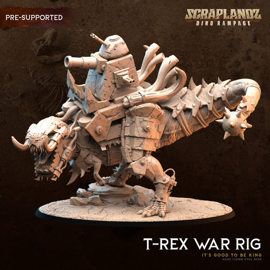 T-REX War Rig - Its Good to be King - by Dark Gods- Tabletop RPG Miniature - Roleplaying 3D Printed Fantasy Mini