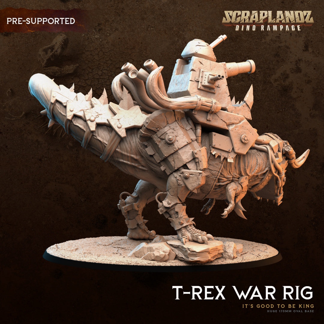 T-REX War Rig - Its Good to be King - by Dark Gods- Tabletop RPG Miniature - Roleplaying 3D Printed Fantasy Mini