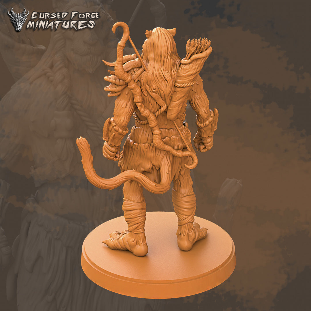 Tabaxi Ranger - RPG Miniatures - by Cursed Forge - Tabletop RPG Miniature - Roleplaying 3D Printed Fantasy Mini