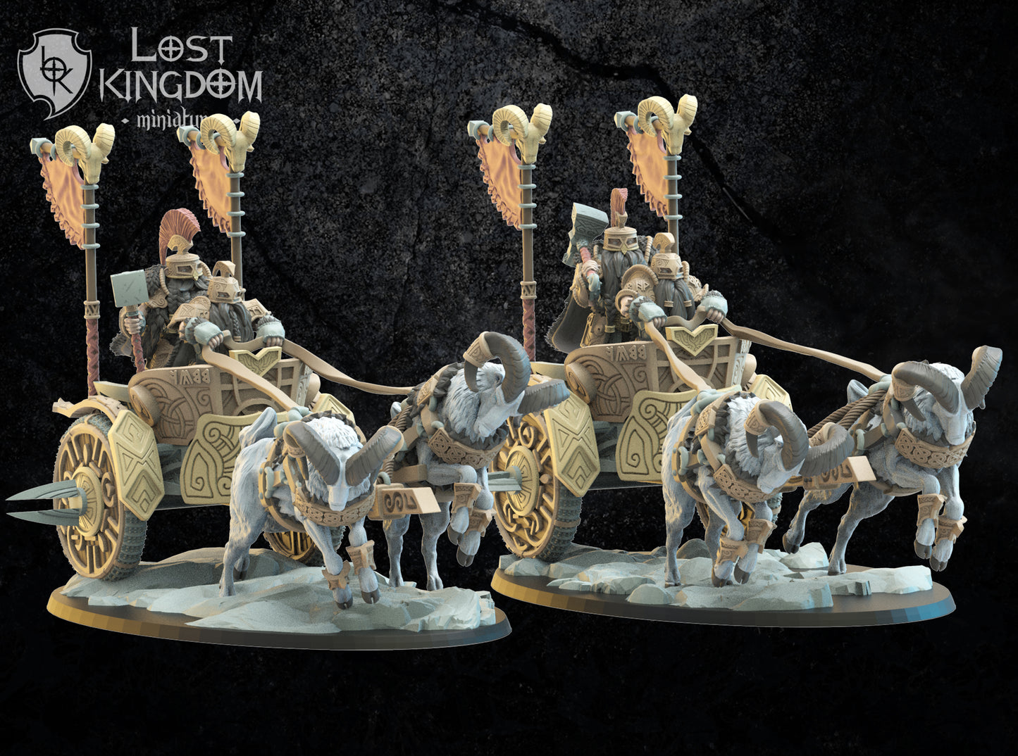 Dwarf Tanngnjostr Chariots - Dwarven Chariots - Dungeons and Dragons - Dungeons and Dragons - by Lost Kingdom - Tabletop RPG Miniature - Roleplaying 3D Printed Fantasy Mini