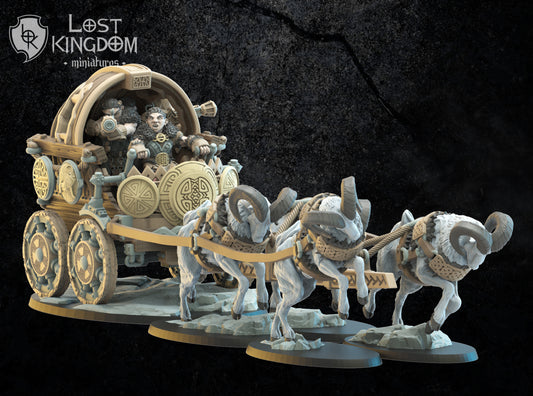 Dwarf Tanngrisnir Wagon - Dwarven Wagon - Dungeons and Dragons - Dungeons and Dragons - by Lost Kingdom - Tabletop RPG Miniature - Roleplaying 3D Printed Fantasy Mini