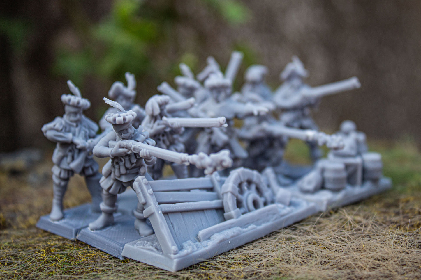 The Arquebusiers Unit - by Highland Miniatures- Tabletop RPG Miniature - Roleplaying 3D Printed Fantasy Mini