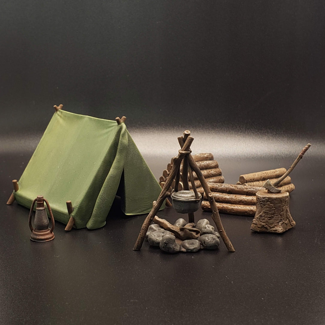 The Campsite - Scatter Terrain - Greektopia Games- Tabletop RPG Miniature - Roleplaying 3D Printed Fantasy Mini