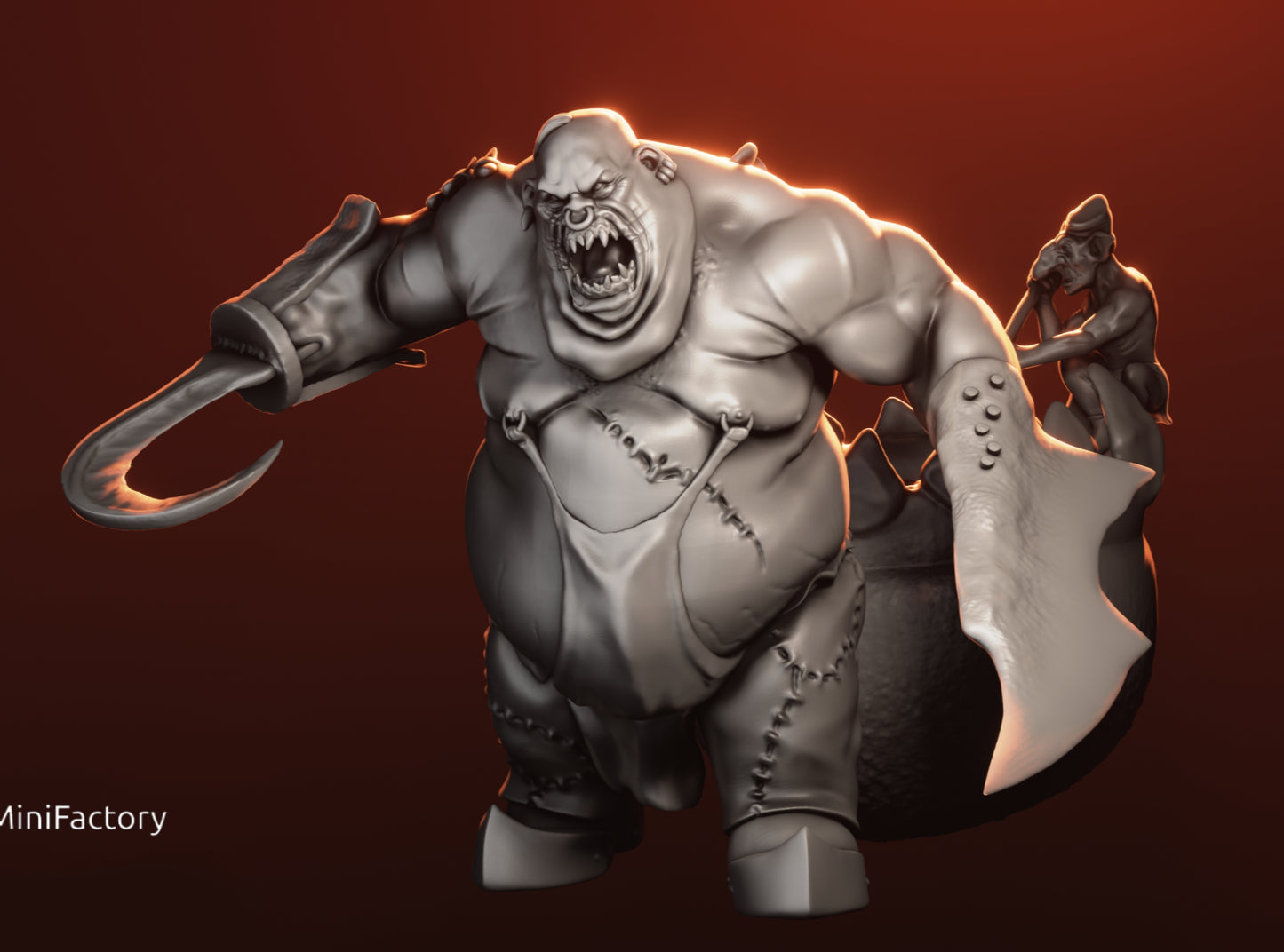 Ogre Chef with Cauldron - by Sabretooth Collectibles - Tabletop RPG Miniature - Roleplaying 3D Printed Fantasy Mini