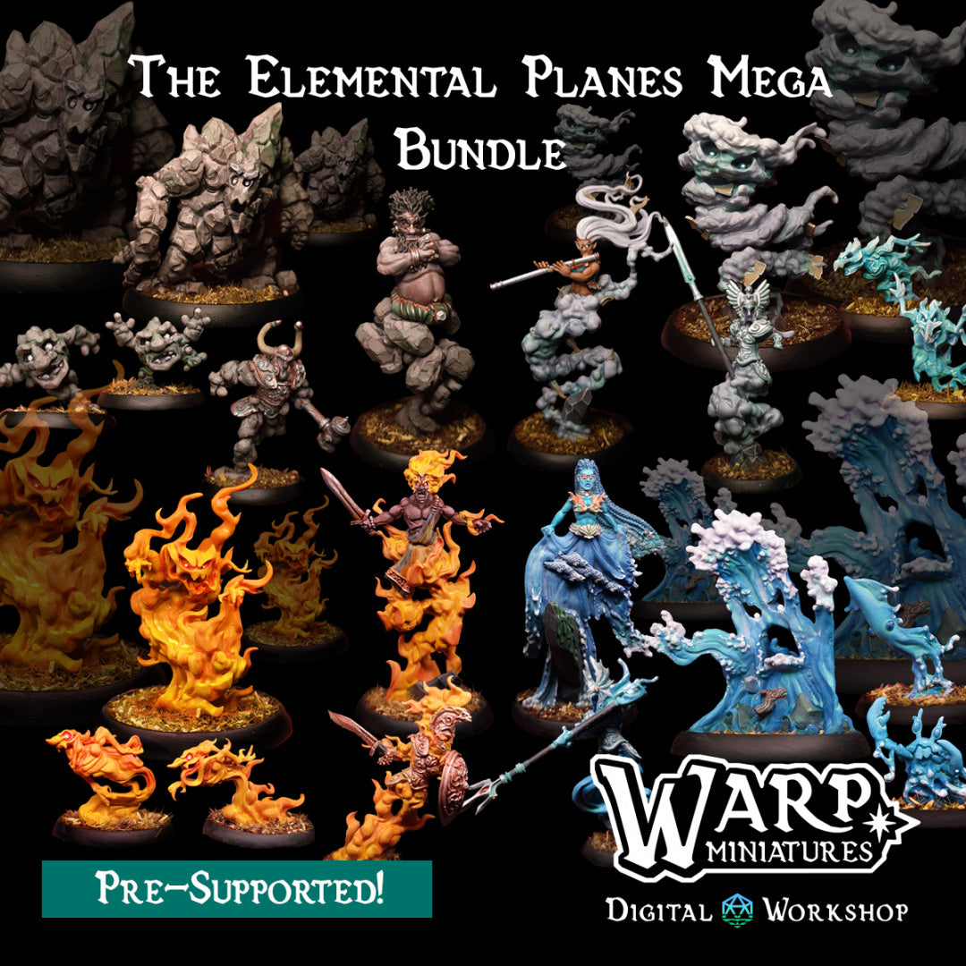 The Elemental Planes Bundle - Dungeons and Dragons - by Warp Minis- Tabletop RPG Miniature - Roleplaying 3D Printed Fantasy Mini