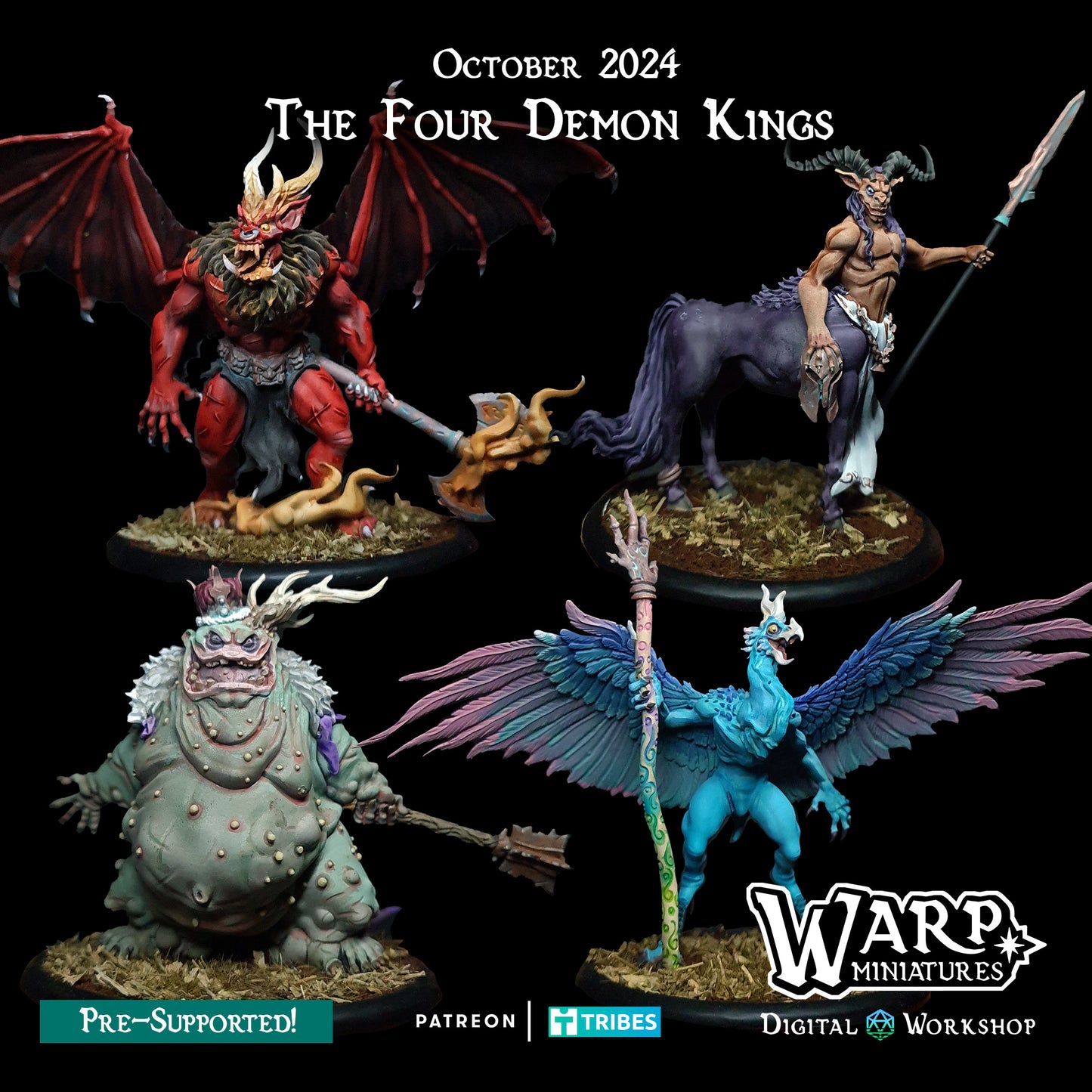 The Four Demon King's - Greater Demons - Monopose Gnome Army - Dungeons and Dragons - by Warp Minis- Tabletop RPG Miniature - Roleplaying 3D Printed Fantasy Mini