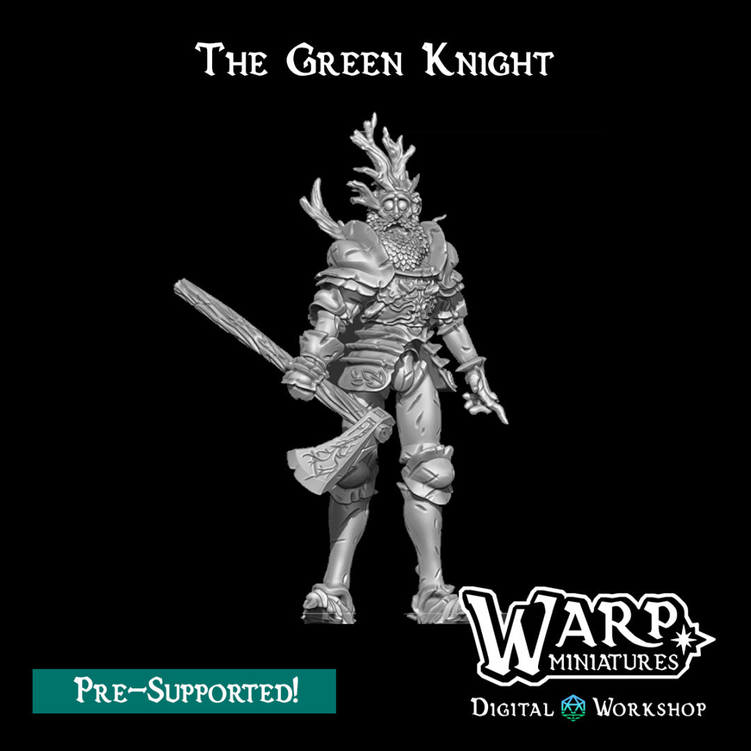 The Green Knight - Dungeons and Dragons - by Warp Minis- Tabletop RPG Miniature - Roleplaying 3D Printed Fantasy Mini