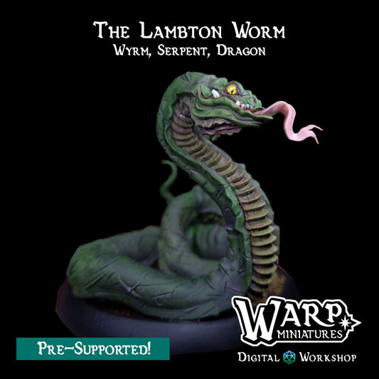 The Lambton Worm - Dungeons and Dragons - by Warp Minis- Tabletop RPG Miniature - Roleplaying 3D Printed Fantasy Mini
