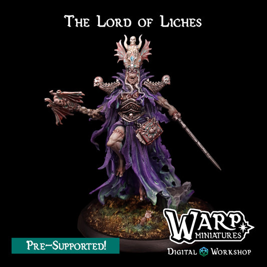 The Lord of Liches - Dungeons and Dragons - by Warp Minis- Tabletop RPG Miniature - Roleplaying 3D Printed Fantasy Mini